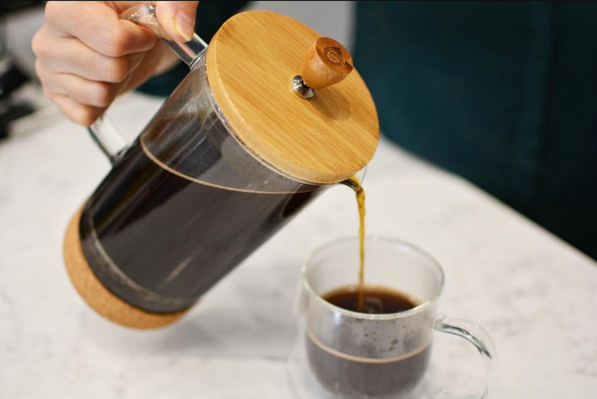 Melbourne French Press Coffee Maker with Bamboo lid and Cork base, 1000 ml