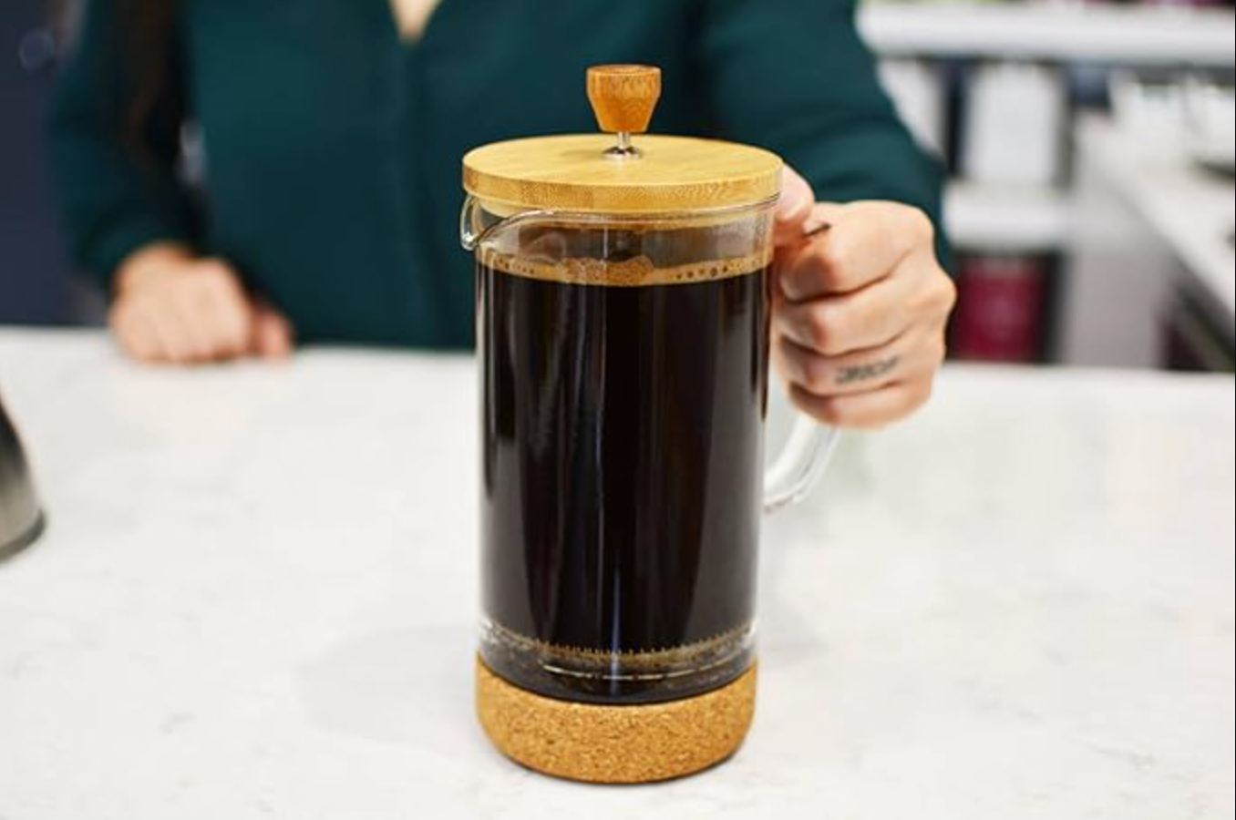 Melbourne French Press Coffee Maker with Bamboo lid and Cork base, 1000 ml