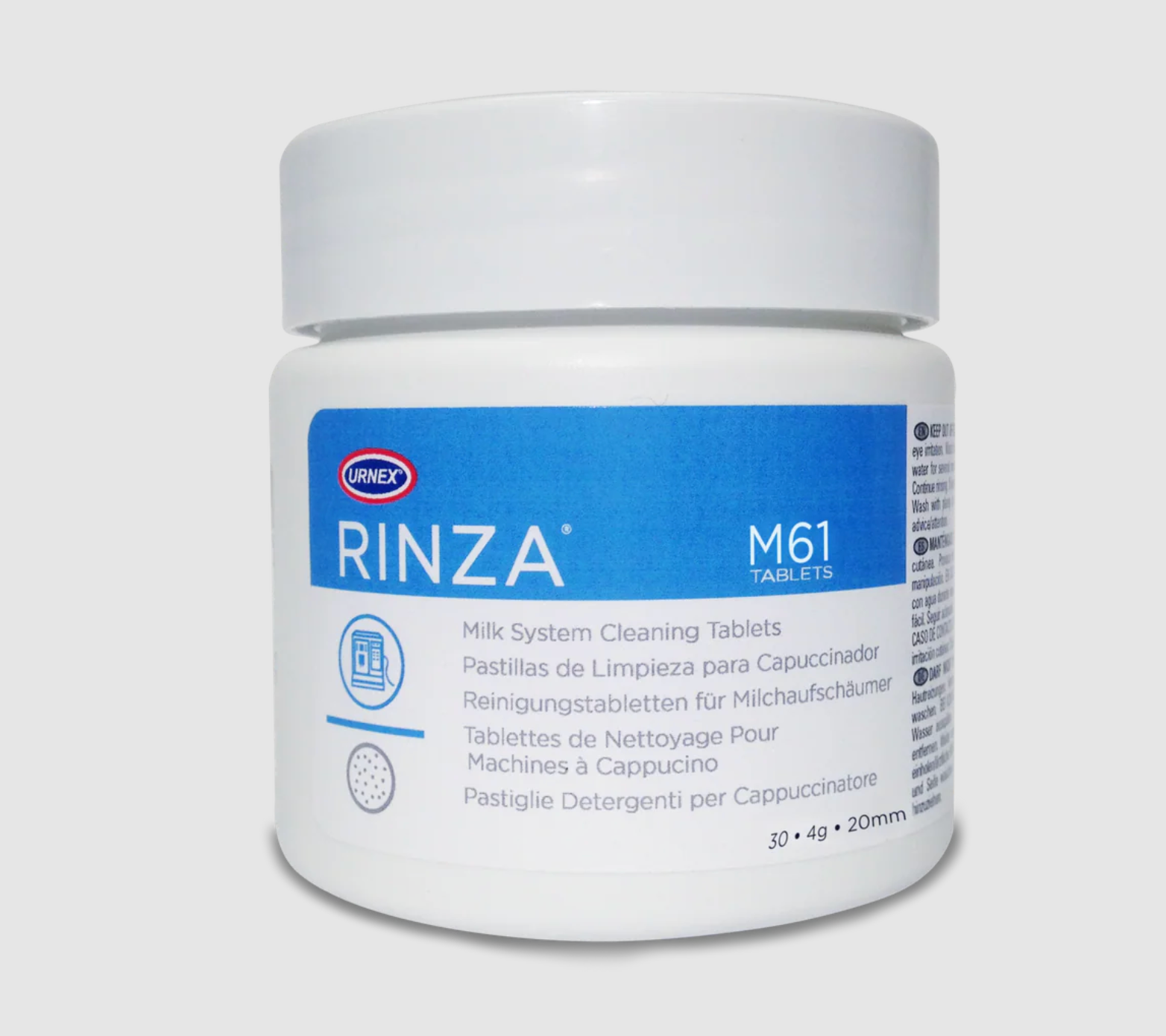 Urnex Rinza M61 Milk System Cleaning Tablets – 30 Tablets (4g, 20mm)