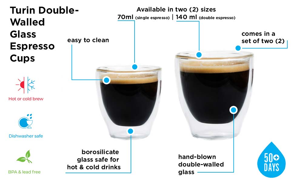 Double Wall Espresso Glasses 70ml